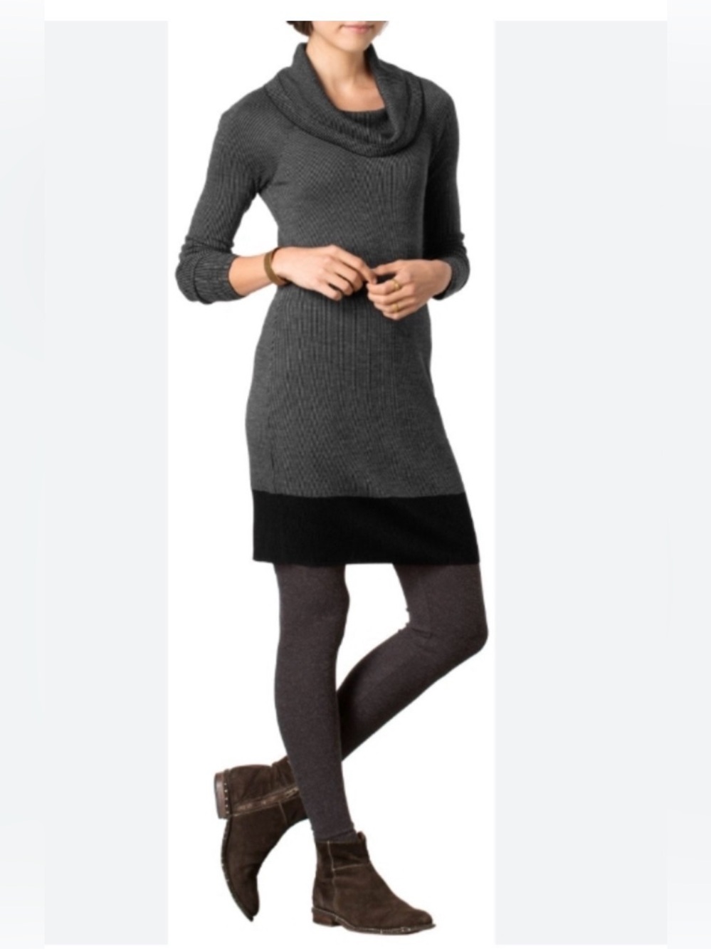 Toad&Co Uptown Sweater Dress M 100% Merino Wool Cowl Neck Blue